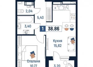 Продается 1-ком. квартира, 38.9 м2, Ленинградская область