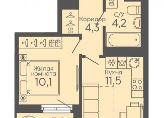 Однокомнатная квартира на продажу, 31.7 м2, Екатеринбург, метро Ботаническая, жилой комплекс Новокольцовский, 6