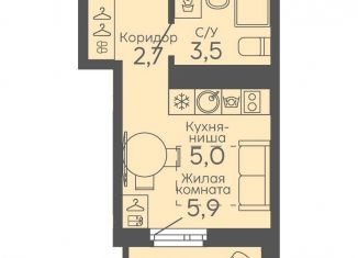 Продам квартиру студию, 18.8 м2, Екатеринбург, метро Ботаническая, жилой комплекс Новокольцовский, 6