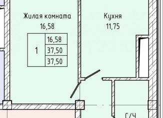Продажа 1-комнатной квартиры, 37.5 м2, Нальчик, Солнечная улица, 12к1