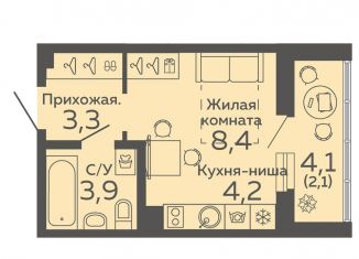 Квартира на продажу студия, 21.9 м2, Екатеринбург, метро Ботаническая, жилой комплекс Новокольцовский, 2