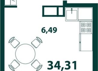 Продам однокомнатную квартиру, 34.3 м2, Ульяновск, Засвияжский район, жилой комплекс Аквамарин-2, 3