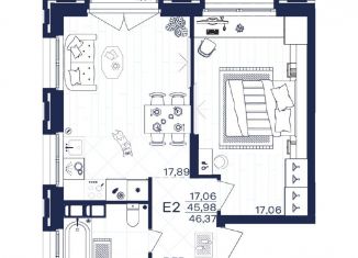 Продажа 1-комнатной квартиры, 46.4 м2, Тула