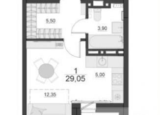 Продаю 1-комнатную квартиру, 29.7 м2, Красноярск