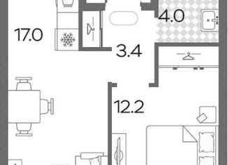 2-комнатная квартира на продажу, 36.6 м2, Москва, Производственная улица, 11с1, метро Солнцево