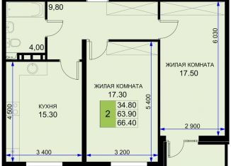 Продам 2-комнатную квартиру, 66.4 м2, Краснодарский край, Казачья улица, 6к2