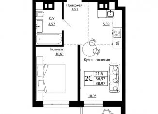 Продажа 2-ком. квартиры, 38.3 м2, Ростовская область, улица Текучёва, 370/3