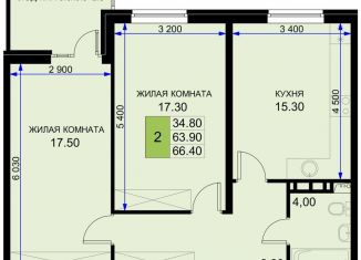 2-комнатная квартира на продажу, 66.4 м2, Краснодарский край, Екатерининская улица, 5к1