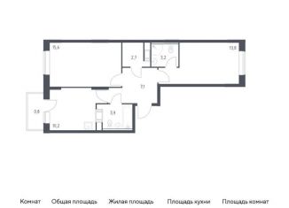 Продажа 2-комнатной квартиры, 57.3 м2, Москва, жилой комплекс Цветочные Поляны Экопарк, к2