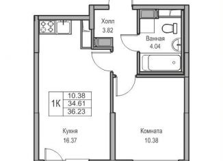 Продам 1-комнатную квартиру, 34.6 м2, Санкт-Петербург, метро Беговая, Ивинская улица, 1к2