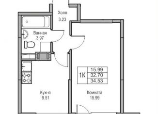 Продаю 1-ком. квартиру, 32.7 м2, Санкт-Петербург, Приморский район, Ивинская улица, 1к2