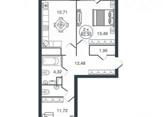 Продаю 2-комнатную квартиру, 62.8 м2, Тверь