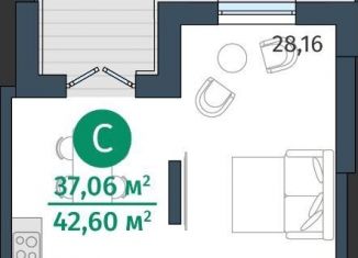 Продается квартира студия, 37.1 м2, деревня Дударева