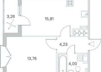 Продажа однокомнатной квартиры, 39.4 м2, посёлок Стрельна