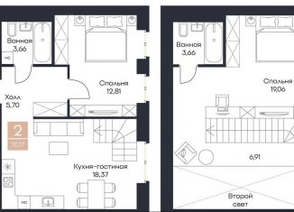 Продажа 2-комнатной квартиры, 70.2 м2, село Поляны