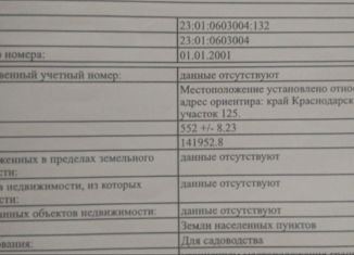 Продам земельный участок, 5.5 сот., Абинск, садовое товарищество Южанка, 125