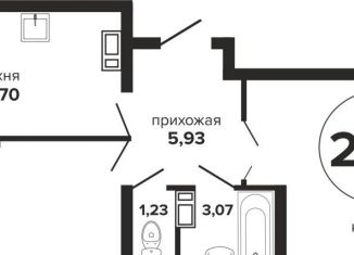 Двухкомнатная квартира на продажу, 58.1 м2, Краснодар, микрорайон Завод Радиоизмерительных Приборов, Российская улица, 257/7лит1