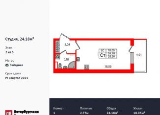 Продаю квартиру студию, 24.2 м2, Санкт-Петербург, метро Звёздная