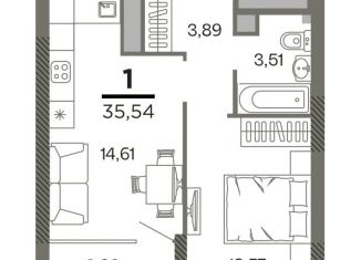 Продаю 1-комнатную квартиру, 35.5 м2, Рязань, Октябрьский район