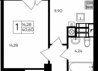 Продам 1-комнатную квартиру, 40.6 м2, Крым