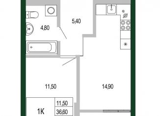 Продается однокомнатная квартира, 38.1 м2, Екатеринбург, ЖК Парковый Квартал, улица Цвиллинга, 7/6