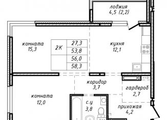 2-ком. квартира на продажу, 56 м2, Новосибирск, Ленинский район, улица Связистов, 162к3с