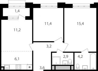 Продам 3-ком. квартиру, 59.4 м2, Москва, Михалковская улица, 48с1, ЖК Михалковский