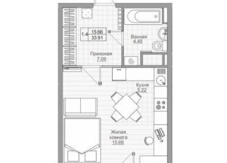 Продается 1-ком. квартира, 33.9 м2, село Усады, жилой комплекс Южный Парк, 3.5, ЖК Южный Парк