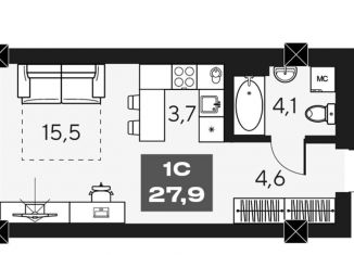 Квартира на продажу студия, 27.9 м2, Новосибирск, метро Октябрьская