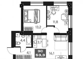 Продается 3-ком. квартира, 53.3 м2, Новосибирск