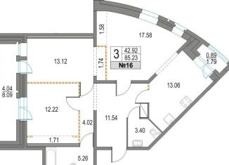 Продажа 3-ком. квартиры, 85.2 м2, Санкт-Петербург, Коломяжский проспект, 13к2, ЖК Приморский Квартал