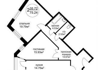 Продажа 2-ком. квартиры, 76.9 м2, Балашиха, улица Черняховского, 26Б, ЖК Салтыковка Престиж