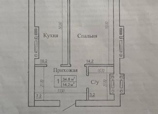 Продаю 1-комнатную квартиру, 34.8 м2, Владикавказ, 19-й микрорайон