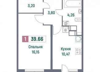 Продаю 1-ком. квартиру, 39.7 м2, Мурино, Ручьёвский проспект, 1/24