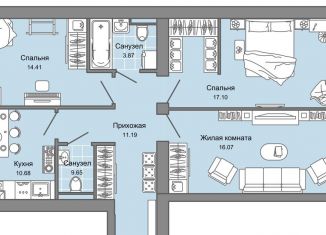 Продам трехкомнатную квартиру, 77 м2, Киров