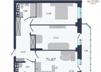 Продажа двухкомнатной квартиры, 76.9 м2, Екатеринбург, метро Динамо, Ботаническая улица, с2