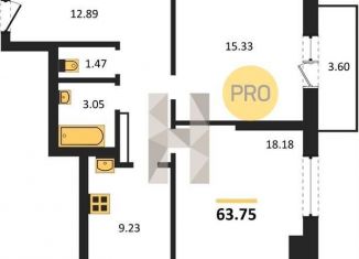 Продаю 2-комнатную квартиру, 63.8 м2, Новосибирск, Кировский район, улица Зорге, 229/1