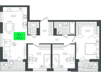 Продается 3-ком. квартира, 83.5 м2, Тюмень, Калининский округ, улица Василия Малкова, 3