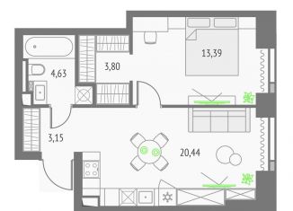 Продам 1-комнатную квартиру, 45.4 м2, Москва, метро Дмитровская