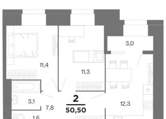 Продается 2-ком. квартира, 49 м2, Рязанская область