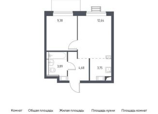 Продам 1-ком. квартиру, 34.3 м2, село Ям, жилой комплекс Прибрежный Парк, к6.1