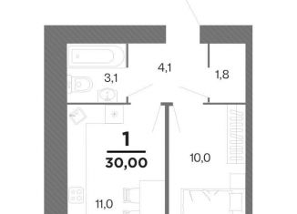 Продажа однокомнатной квартиры, 30 м2, Рязань