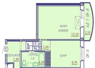 Однокомнатная квартира на продажу, 34.2 м2, Тюмень