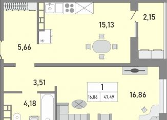 Продам 1-ком. квартиру, 47.5 м2, Оренбургская область, жилой комплекс Осенний Лист, 2