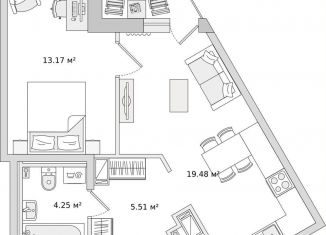 Продажа однокомнатной квартиры, 45.4 м2, Санкт-Петербург, ЖК Чёрная Речка, Кантемировская улица, 8Н