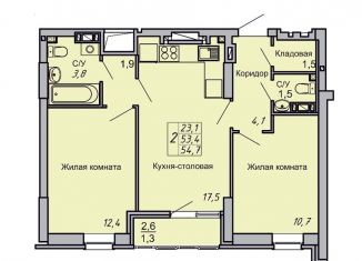 Продаю двухкомнатную квартиру, 54.7 м2, Волгоград, Кировский район