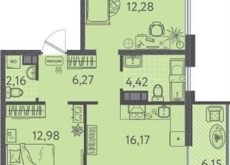 Продажа 2-ком. квартиры, 56.1 м2, Краснодар