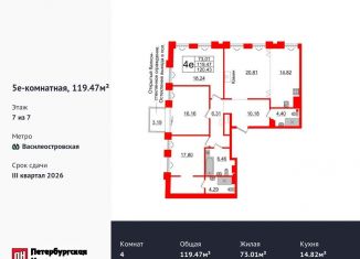 Продается 4-комнатная квартира, 119.5 м2, Санкт-Петербург, метро Нарвская