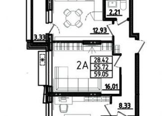 Продам 2-ком. квартиру, 59.1 м2, Пенза