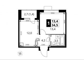 Продается однокомнатная квартира, 34.5 м2, поселение Московский, жилой комплекс 1-й Саларьевский, 1